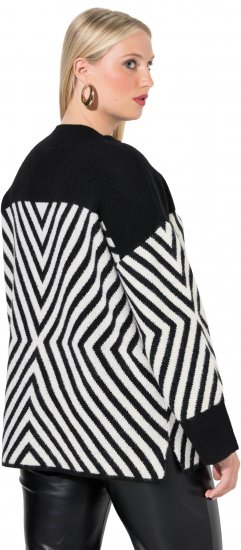 Ulla Popken Graphic Stripe Long Sleeve Turtleneck Sweater Black - Sweatshirts & hoodies - 