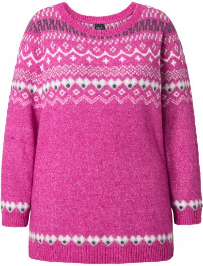 Ulla Popken Norwegian Style Pastel Tone Long Sleeve Sweater Summer Berry - Sweatshirts & hoodies - 