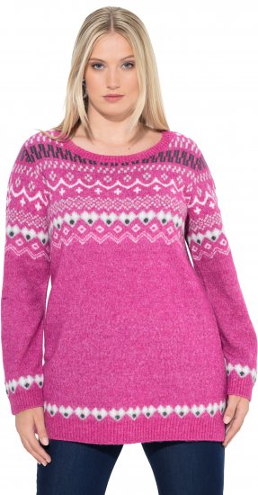 Ulla Popken Norwegian Style Pastel Tone Long Sleeve Sweater Summer Berry - Sweatshirts & hoodies - 