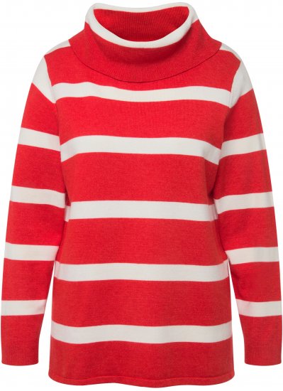 Ulla Popken Stripe Fine Knit Turtleneck Sweater Light Red - Sweatshirts & hoodies - 