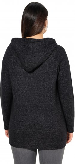 Ulla Popken Sequined Knit Long Sleeve Hoodie Black - Sweatshirts & hoodies - 