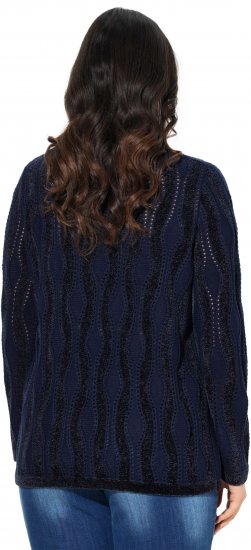 Ulla Popken Openwork Chenille Sweater Navy - Sweatshirts & hoodies - 