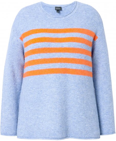 Ulla Popken Striped Long Sleeve Sweater Sky Blue - Sweatshirts & hoodies - 