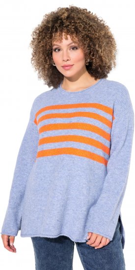 Ulla Popken Striped Long Sleeve Sweater Sky Blue - Sweatshirts & hoodies - 