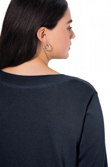 Ulla Popken Soft Fine Knit Pullover V-Neck Sweatshirt Marine - Sweatshirts & hoodies - Sweats, hoodies et mailles douillets