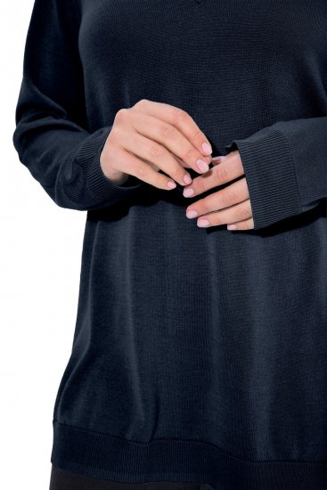Ulla Popken Soft Fine Knit Pullover V-Neck Sweatshirt Marine - Sweatshirts & hoodies - Sweats, hoodies et mailles douillets