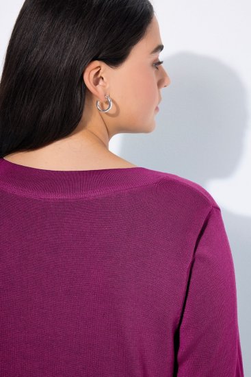 Ulla Popken Soft Fine Knit Pullover V-Neck Sweatshirt Dark Lilac - Sweatshirts & hoodies - Sweats, hoodies et mailles douillets