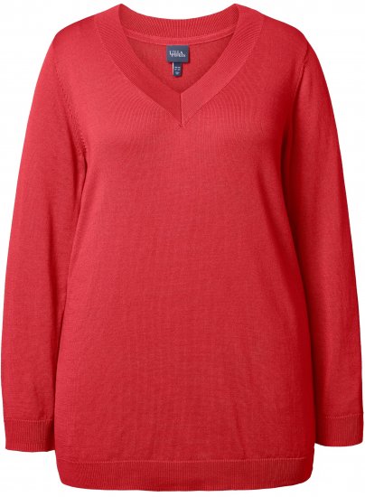 Ulla Popken Casual V-Neck Long Sleeve Sweater Salsa - Sweatshirts & hoodies - 
