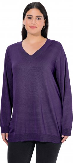 Ulla Popken Casual V-Neck Long Sleeve Sweater Deep Violet - Sweatshirts & hoodies - 