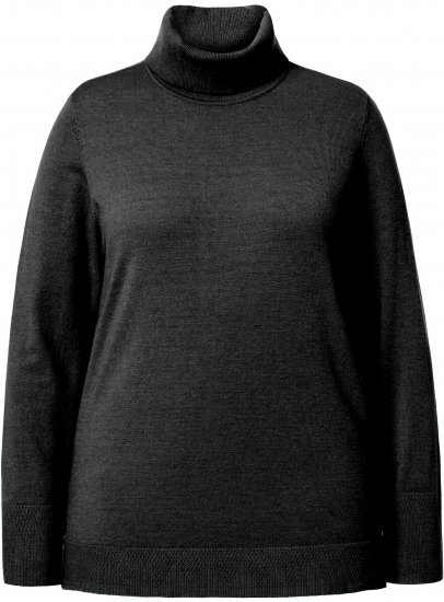 Ulla Popken Turtleneck Ribbed Trim Long Sleeve Sweater Black - Sweatshirts & hoodies - 