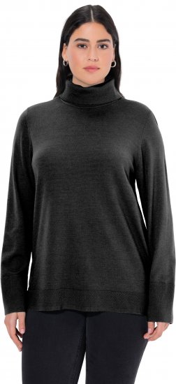 Ulla Popken Turtleneck Ribbed Trim Long Sleeve Sweater Black - Sweatshirts & hoodies - 