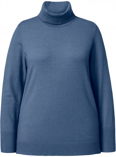 Ulla Popken Turtleneck Ribbed Trim Long Sleeve Sweater Atlantic Blue - Sweatshirts & hoodies - 