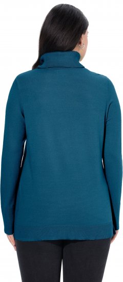 Ulla Popken Turtleneck Ribbed Trim Long Sleeve Sweater Cerulean - Sweatshirts & hoodies - 