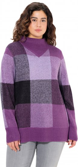 Ulla Popken Grand Check Long Sleeve Sweater Violet - Sweatshirts & hoodies - 