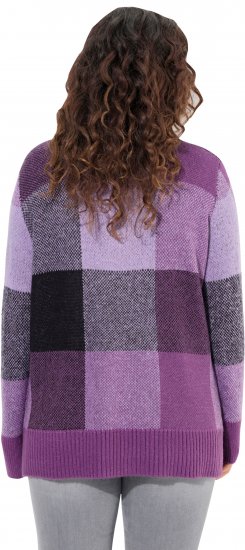 Ulla Popken Grand Check Long Sleeve Sweater Violet - Sweatshirts & hoodies - 