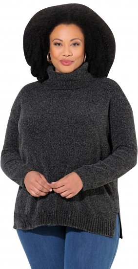 Ulla Popken Soft Textured Chenille Oversized Fit Sweater Graphite Grey - Sweatshirts & hoodies - 