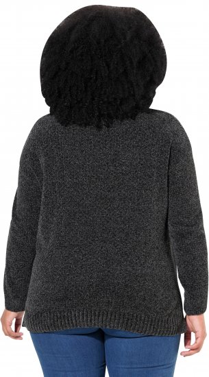 Ulla Popken Soft Textured Chenille Oversized Fit Sweater Graphite Grey - Sweatshirts & hoodies - 