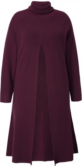 Ulla Popken Long Turtleneck Duster Sweater Plum - Sweatshirts & hoodies - 