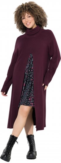 Ulla Popken Long Turtleneck Duster Sweater Plum - Sweatshirts & hoodies - 