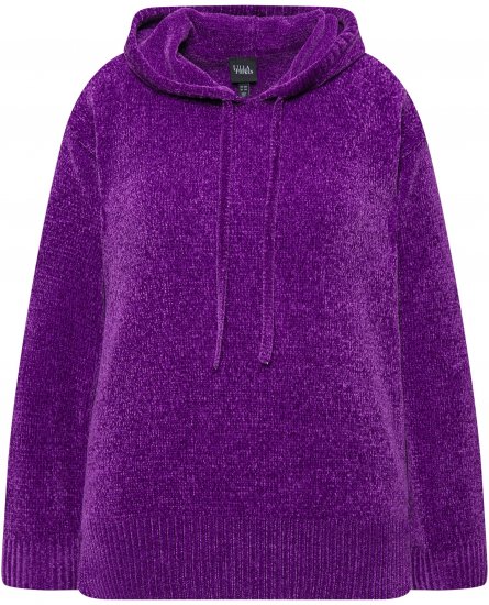 Ulla Popken Chenille Knit Hoodie Dark Purple - Sweatshirts & hoodies - 