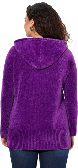 Ulla Popken Chenille Knit Hoodie Dark Purple - Sweatshirts & hoodies - 