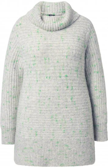 Ulla Popken Space Yarn Oversized Turtleneck Sweater Light Grey Melange - Sweatshirts & hoodies - 