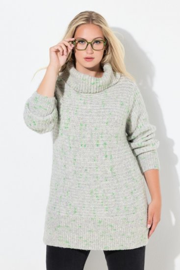 Ulla Popken Space Yarn Oversized Turtleneck Sweater Light Grey Melange - Sweatshirts & hoodies - Sweats, hoodies et mailles douillets