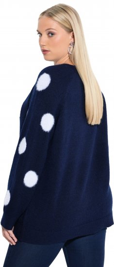 Ulla Popken Fluffy Polka Dot Sweater Ink Blue - Sweatshirts & hoodies - 