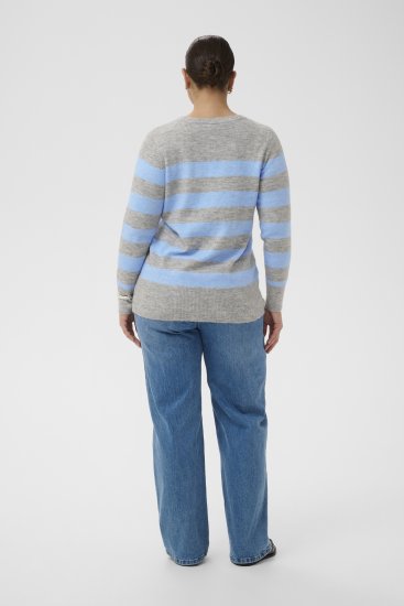 Kaffe Curve Niela Pull rayé Gris clair/Bleu - Pulls et mailles - 