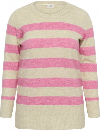 Kaffe Curve Niela Pull rayé Gris plume/Rose chiné - Pulls et mailles - 
