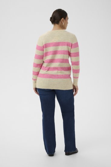 Kaffe Curve Niela Pull rayé Gris plume/Rose chiné - Pulls et mailles - 