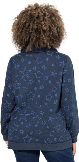 Ulla Popken Teddy Collar Printed Sweatshirt Navy - Sweatshirts & hoodies - 