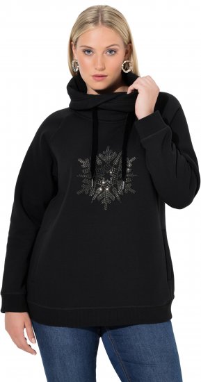 Ulla Popken Rhinestone Snowflake Turtleneck Sweatshirt Black - Sweatshirts & hoodies - 