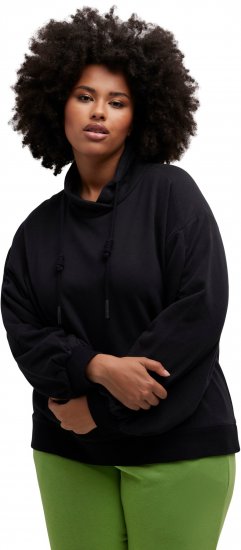 Ulla Popken Gathered Sleeve Oversized Fit Sweatshirt Black - Sweatshirts & hoodies - 