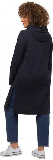 Ulla Popken Extra Long Abstract Graphic Hoodie Navy - Sweatshirts & hoodies - 