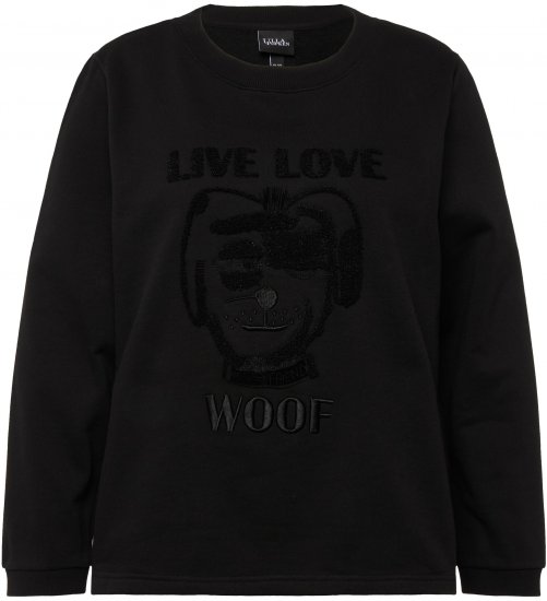 Ulla Popken Flock Print Long Sleeve Crew Neck Sweatshirt Black - Sweatshirts & hoodies - 