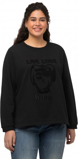 Ulla Popken Flock Print Long Sleeve Crew Neck Sweatshirt Black - Sweatshirts & hoodies - 