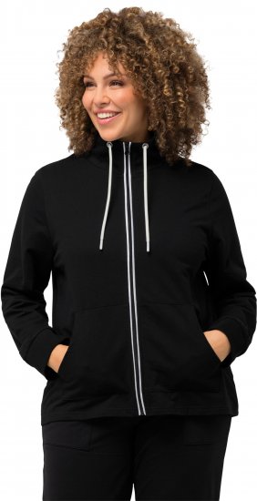 Ulla Popken Contrast Color Zip Up Sweatshirt Black - Sweatshirts & hoodies - 