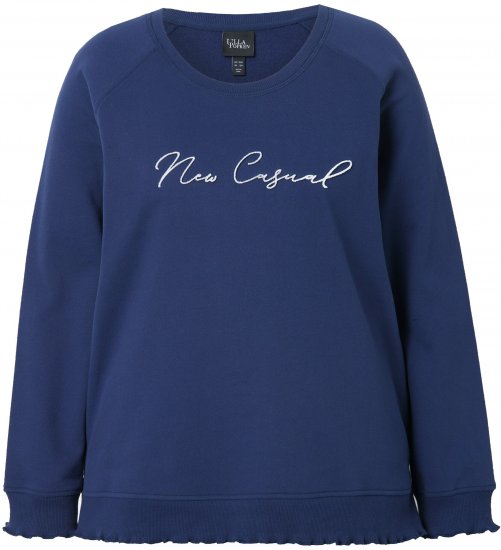 Ulla Popken NEW CASUAL Ruffled Hem Sweatshirt Navy - Sweatshirts & hoodies - 