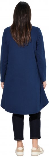 Ulla Popken Flounce Panel Long Sleeve Sweatshirt Dress Navy - Sweatshirts & hoodies - 