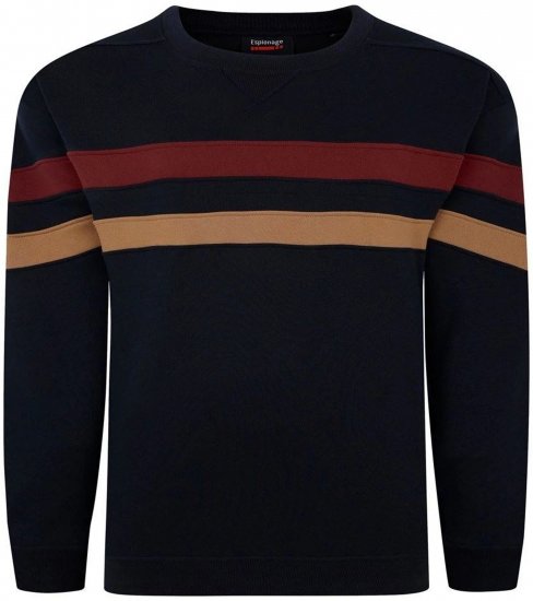 Espionage LW163 Striped Sweatshirt Navy - Sweatshirts & hoodies - Sweatshirts/Hoodies grande taille homme