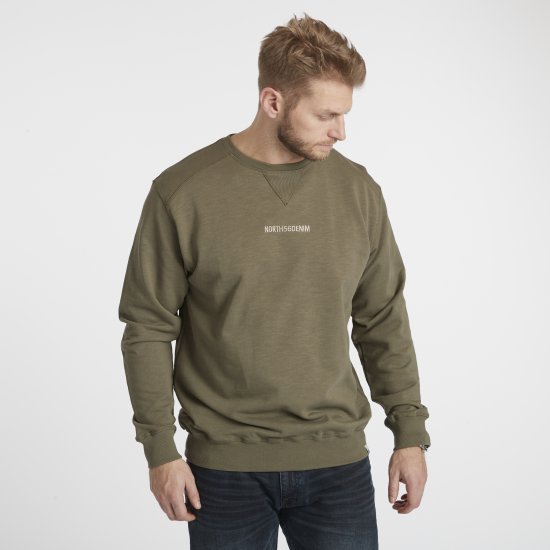 North Latitude Denim Logo Sweatshirt Dusty Olive Green TALL - TALL sweatshirts - Sweatshirts TALL pour hommes grands