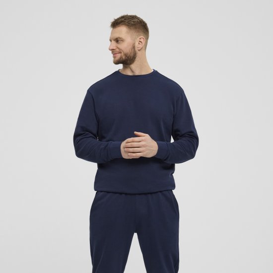 North Latitude Denim Crew Neck Sweatshirt Navy Blue TALL - TALL sweatshirts - 