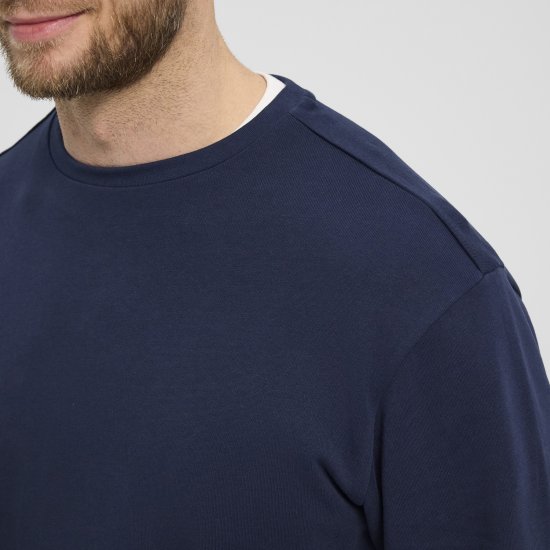 North Latitude Denim Crew Neck Sweatshirt Navy Blue TALL - TALL sweatshirts - 