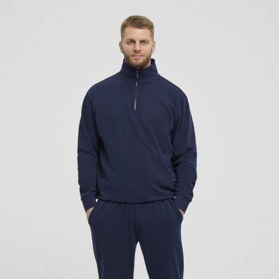North Latitude Denim Half-Zip Sweatshirt Navy Blue TALL - TALL sweatshirts - 