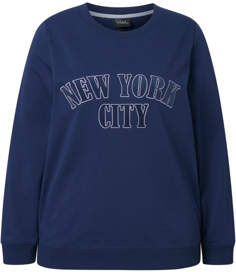 Ulla Popken NYC Embroidered Long Sleeve Sweatshirt Ink Blue - Sweatshirts & hoodies - 