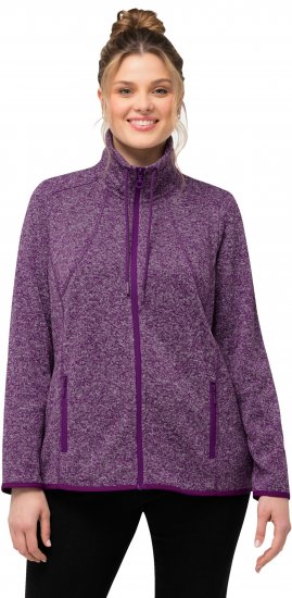 Ulla Popken Heather Knit Fleece Jacket Dark Purple - Sweatshirts & hoodies - 