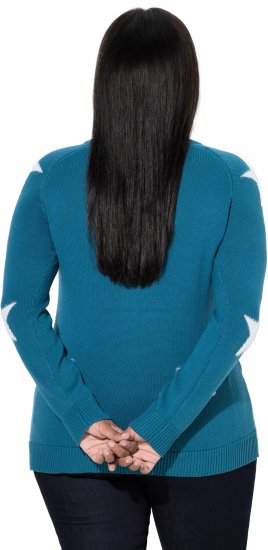 Ulla Popken Glitter Stars Soft Knit Sweater Petrol - Sweatshirts & hoodies - 