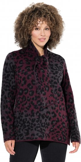 Ulla Popken Leopard Print Scarf Sweater Dark Wine Red - Sweatshirts & hoodies - 