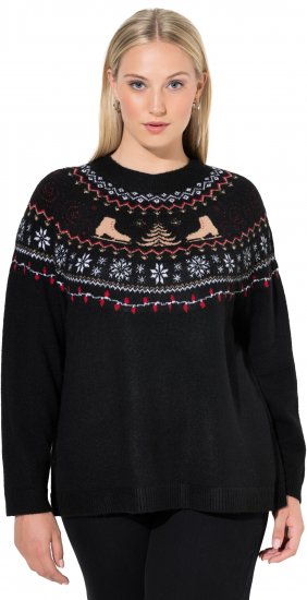 Ulla Popken Norwegian Style Christmas Sweater Black - Sweatshirts & hoodies - 